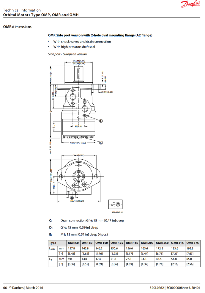 Orbital motor OMR Danfoss